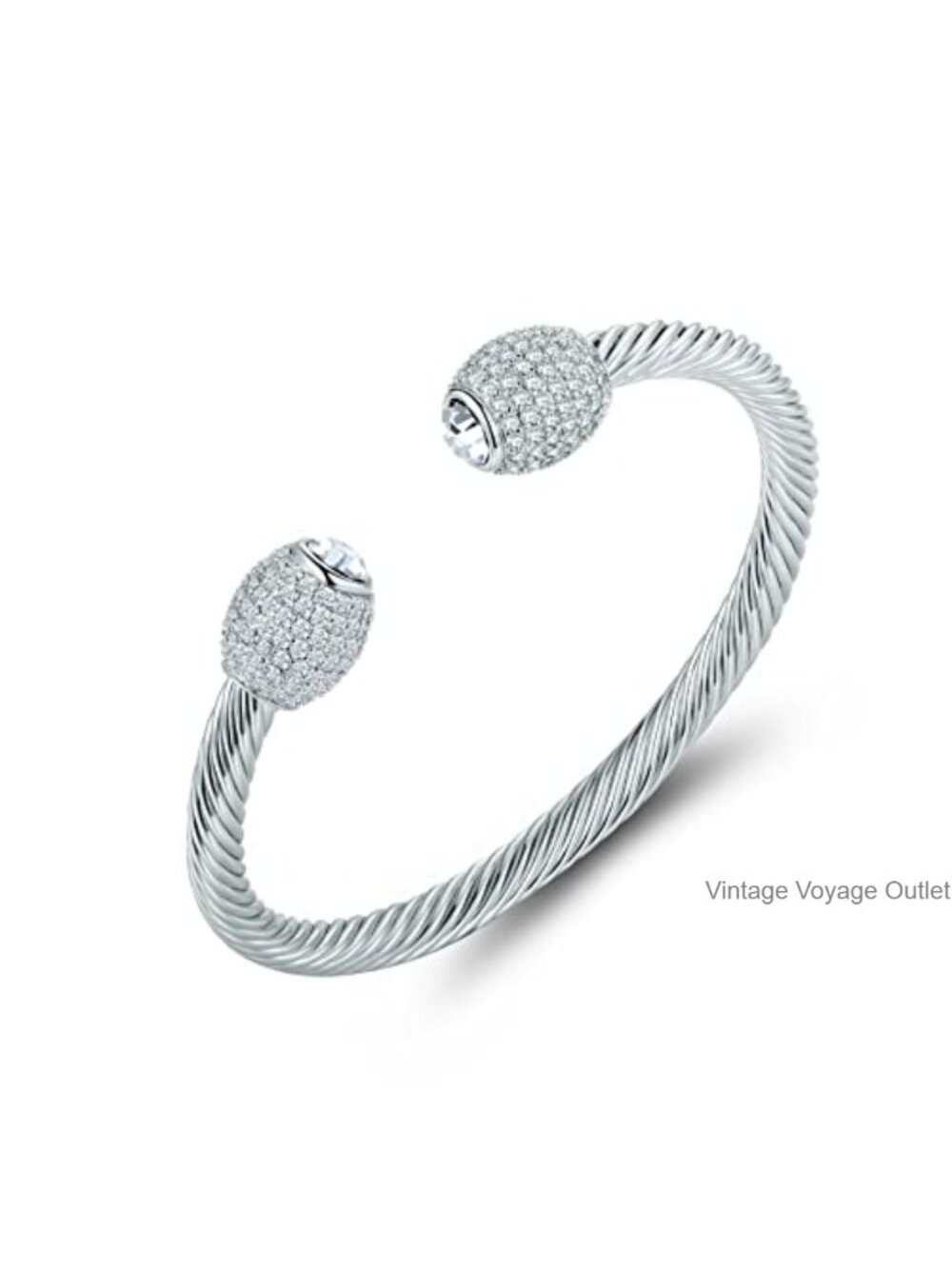 18K Gold Plated Crystal Cuff Bangle Bracelet 7.5 Inch Gift for Her